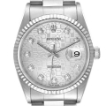 Rolex Datejust Steel White Gold Silver Diamond Dial Mens Watch 16234