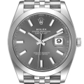 Rolex Datejust 41 Slate Dial Smooth Bezel Steel Mens Watch 126300 Unworn