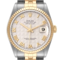 Rolex Datejust Steel Yellow Gold Ivory Pyramid Dial Mens Watch 16233