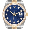 Rolex Datejust Steel Yellow Gold Diamond Bezel Mens Watch 116243