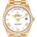 Rolex Day-Date 40 President Yellow Gold Diamond Bezel Mens Watch 228348 Unworn