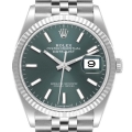 Rolex Datejust Steel White Gold Mint Green Dial Mens Watch 126234 Unworn