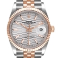Rolex Datejust 36 Steel Rose Gold Silver Fluted Dial Mens Watch 126231 Unworn