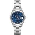 Rolex Date Blue Dial Smooth Bezel Oyster Bracelet Steel Ladies Watch 69160 Rolex Date Blue Dial Smooth Bezel Oyster Bracelet Steel Ladies Watch 69160