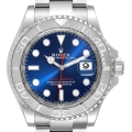 Rolex Yachtmaster Steel Platinum Blue Dial Mens Watch 126622 Box Card
