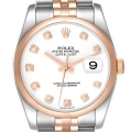 Rolex Datejust Steel Rose Gold White Diamond Dial Mens Watch 116201