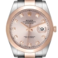 Rolex Datejust 41 Steel Rose Gold Diamond Dial Mens Watch 126301 Unworn