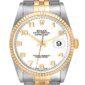 Rolex Datejust Steel Yellow Gold White Dial Mens Watch 16233