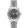 Rolex Datejust 28 Steel White Gold Dark Grey Diamond Dial Ladies Watch 279174