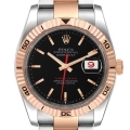 Rolex Turnograph Datejust Rose Gold Black Dial Mens Watch 116261 Box Papers