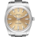 Rolex Oyster Perpetual 34mm White Grape Dial Steel Mens Watch 114200 Box Card