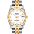 Rolex Datejust Midsize Steel Yellow Gold Diamond Ladies Watch 68273 Box Papers