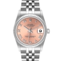 Rolex Datejust Midsize Steel White Gold Salmon Dial Watch 78274 Box Papers