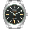 Rolex Milgauss Black Dial Green Crystal Steel Mens Watch 116400