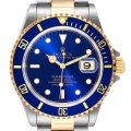 Rolex Submariner Blue Dial Steel Yellow Gold Mens Watch 16613 Box Papers