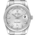 Rolex President Day-Date White Gold Diamond Dial Mens Watch 118239