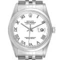 Rolex Datejust White Roman Dial Jubilee Bracelet Steel Mens Watch 16200