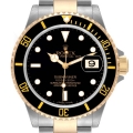 Rolex Submariner Steel Yellow Gold Black Dial Mens Watch 16613 Box Service Card