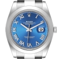 Rolex Datejust 41 Blue Roman Dial Steel Mens Watch 126300 Box Card