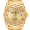 Rolex President Day Date Yellow Gold Myriad Dial Diamond Lugs Mens Watch 118338