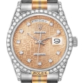 Rolex Day-Date President Tridor White Rose Yellow Gold Diamond Mens Watch 18139