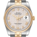 Rolex Datejust Steel Yellow Gold Pyramid Roman Dial Mens Watch 116233
