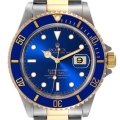 Rolex Submariner Blue Dial Steel Yellow Gold Mens Watch 16613