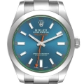 Rolex Milgauss Blue Dial Green Crystal Steel Mens Watch 116400GV Unworn