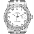 Rolex Turnograph Datejust Steel White Gold White Dial Watch 16264 Box Papers