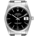 Rolex Datejust 36 Steel White Gold Black Dial Mens Watch 16234