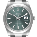 Rolex Datejust 41 Mint Green Dial Smooth Bezel Steel Mens Watch 126300 Unworn