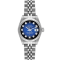 Rolex Datejust Steel White Gold Blue Vignette Diamond Dial Ladies Watch 79174