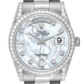 Rolex President Day-Date White Gold Mother of Pearl Diamond Mens Watch 118389 Box Card