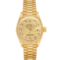 Rolex Datejust President Yellow Gold Diamond Dial Ladies Watch 69178