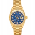 Rolex President Datejust Yellow Gold Sodalite Stone Diamond Dial Ladies Watch 69178