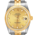 Rolex Datejust Steel Yellow Gold Diamond Dial Mens Watch 16233 Rolex Datejust Steel Yellow Gold Diamond Dial Mens Watch 16233
