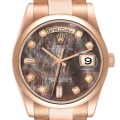 Rolex President Day Date Rose Gold Mother of Pearl Diamond Dial Mens Watch 118205 Box Papers