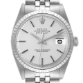 Rolex Datejust Steel Silver Dial Engine Turned Bezel Vintage Mens Watch 1603