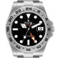 Rolex Explorer II GMT 42 Black Dial Orange Hand Steel Mens Watch 216570 Box Card