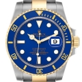 Rolex Submariner Steel Yellow Gold Blue Dial Mens Watch 116613 Box Card