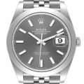 Rolex Datejust 41 Slate Dial Smooth Bezel Steel Mens Watch 126300 Unworn