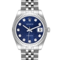 Rolex Datejust Midsize Steel White Gold Blue Diamond Dial Ladies Watch 178274