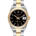 Rolex Datejust Midsize 31mm Steel Yellow Gold Black Dial Ladies Watch 68273