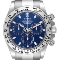Rolex Daytona Blue Dial White Gold Chronograph Mens Watch 116509 Box Card