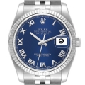 Rolex Datejust Steel 18K White Gold Blue Dial Mens Watch 116234