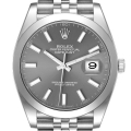 Rolex Datejust 41 Slate Dial Smooth Bezel Steel Mens Watch 126300 Unworn