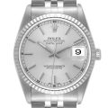 Rolex Datejust 36 Steel White Gold Silver Dial Mens Watch 16234