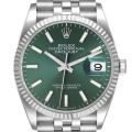 Rolex Datejust Steel White Gold Mint Green Dial Mens Watch 126234 Box Card