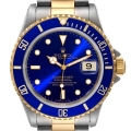 Rolex Submariner Blue Dial Steel Yellow Gold Mens Watch 16613 Box Papers