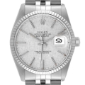 Rolex Datejust Steel White Gold Silver Linen Dial Vintage Mens Watch 16014